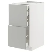 METOD / MAXIMERA Pod.orm.2front/2dnj/1srd/1vis.fiok, bela/Havstorp svetlosiva, 40x60 cm