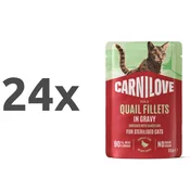 Carnilove Cat Adult Sterilised vrečka, koščki v omaki - puran in prepelica - 85 g 24 x 85 g