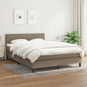 Greatstore Box spring postelja z vzmetnico taupe 140x190 cm blago