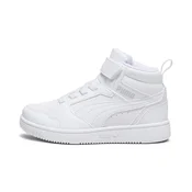 PUMA Rebound V6 Mid Sneakers Kids, Shoes, White/Cool Light Gray, 31