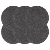 Podmetaci 6 kom obicni/tamnosivi 38 cm okrugli od jute
