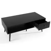 Northix Črna klubska mizica s predalom in odprto polico 109 x 55 x 39,5 cm