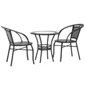 eoshop Vrtni set iz umetnega ratana LASAN 1+2, rjav, miza 60 cm, 2 stola
