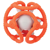 NATTOU Teether Silicone Ball 2 in 1 grickalica za bebe Orange / Grey 4 m+ 2 kom