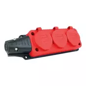 shumee Podaljšek 3 vtičnice 16A 230V brez kabla rdeč Schuko 9634