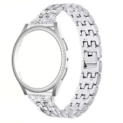 GS Zapestnica + ovitek z vgrajenim steklom za Samsung Galaxy Watch 4 44 mm, srebrna