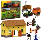 FARMA LEAN TOYS Set Farma, Konjska Stadiona, Traktor, Tor s Preprekami, Konji, Figurice, 72 el.