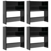 Vidaxl Stenske omare za čevlje 4 kosi visok sijaj črne 60x18x80 cm