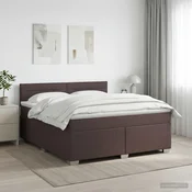 Vidaxl Postelja boxspring z vzmetnico Temno rjava 160 x 200 cm Blago