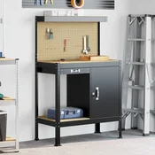 vidaXL Delovne klopi s predalom Črna 81 x 41 x 145 cm Konstruiran les