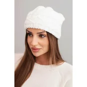 Kesi Womens winter hat with thick cable knit wool K481 white