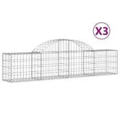 Vidaxl Obokane gabion košare 3 kosi 200x30x40/60 cm pocinkano železo
