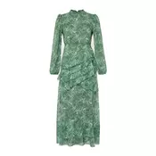 Trendyol Khaki Floral Skirt Frilly Lined Woven Chiffon Dress