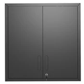 SONNENH Jeklena viseča omarica za delavnico 75 x 30 x 77 cm, črna, dvojna vrata s ključavnico, ena nastavljiva polica in dva zaprta odlagalna prostora