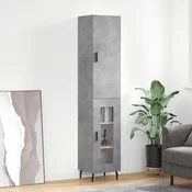 Vidaxl Visoka omara betonsko siva 34,5x34x180 cm inženirski les