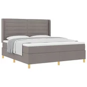 Vidaxl Postelja z vzmetnico z vzmetnico Taupe 180 x 200 cm blago