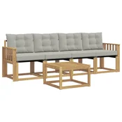 Set vanjskih sofa 5 pcs Cvrsto drvo akacije i Textilene