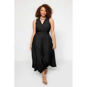 Trendyol Curve Black Belted Woven Shirt Dress
