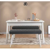 HANAH HOME Trpezarijski sto sa 2 klupe Costa 1053 White Anthracite