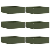 Vidaxl Robovi trave 6 szt. Oljčno zelena 40 x 40 x 13 cm Jeklo
