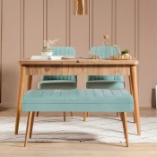 Hanah Home Set trpezarijski sto, 2 trpezarijske stolice i klupa Vina 0701 Menta