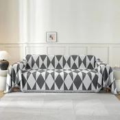 Nikcorp Pregrinjalo za kavč 180x280 cm črno-belo, mehka in trpežna zaščitna prevleka za zofe, 100 % poliester, pralno v stroju, vsestranska uporaba za dnevno sobo, posteljo ali dekoracijo doma, eleganten