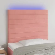 LED uzglavlje ružicasto 80x5x118/128 cm baršunasto