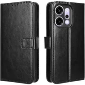 GS Preklopni ovitek za Oppo Reno 14, tekstura Crazy Horse, črn