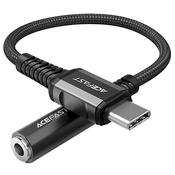 USB-C u 3.5 mm audio (female) adapter Acefast Braided 18 cm s ugradenim DAC - crni
