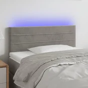 Vidaxl vidaXL Vzglavje postelje z LED svetlo sivo 90x5x78/88 cm žamet