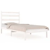 Vidaxl Posteljni okvir bel iz trdne borovine 100x200 cm