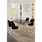 Hanah Home Set Trpezarijski sto i 4 stolice, Crni