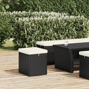 vidaXL Tabure z blazino črn 40x30x40 cm poli ratan