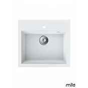 Milo Granitna sudopera Retto, o90, 56x51cm, Magnesia white