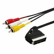 SAVIO savio cl-133 moški kabel (scart m - rca x 3 m; 2 m; črna barva)