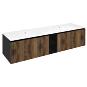 LOREA omarica z dvojnim umivalnikom 161x46x51,5cm (70+20+70cm), hrast collingwood/črna mat - Rjava - 161x46x51,5 cm - Sapho - LOREA - 24 - MDF/laminat - 1610 - 460 - 515 - 14