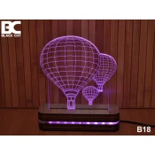 Black Cut 3D Lampa sa 8 razlicitih boja i daljinskim upravljacem - Cepelin ( B18 )