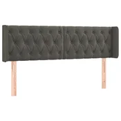Vidaxl Vzglavje z ušesi temno sivo 147x16x78/88 cm žamet