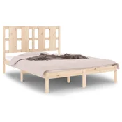 Vidaxl Posteljni okvir iz trdnega lesa 135x190 cm