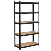 shumee 5-nivojski črni regal za shranjevanje 625 kg 150 x 75 x 30 cm