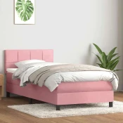 vidaXL vidaXL Box spring postelja z vzmetnico roza 80x220 cm žamet, (21790844)