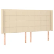 Vidaxl Vzglavje z ušesi krem 203x16x118/128 cm blago
