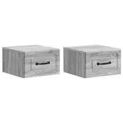 vidaXL Stenski nočni omarici 2 pcs Siva Sonoma 34,5 x 33 x 20 cm