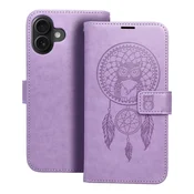 OEM Torbica MEZZO Book za iPhone 16 Plus, motiv lovilca sanj, vijolična