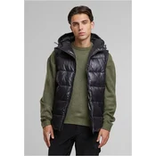 Mens quilted vest with hood Recycled black