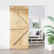 vidaXL Drsna vrata Naravna in bela 90 x 210 cm Trdna borovina