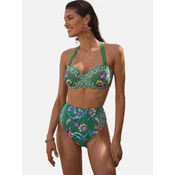 love & roses Bikini hlačke zelena/petrol/lila/bela