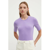 Kratka majica HUGO ženska, vijolična barva, 50515019