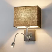 Stenska svetilka Lucande Rebekka, 31 cm, črna, bralna ročica LED - Dnevna soba/jedilnica - Sodobni - črna, krom - Tkanine/tekstil