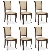 Casa Padrino Art Nouveau Dining Chair Set of 6 Cream/Dark Brown 44 x 44 x H. 96 cm - Elegant Solid Wood Kitchen Chairs - Baroque & Art Nouveau Dining Room Furniture